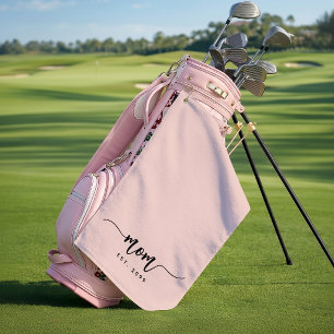 Mum Established Year Script Gift Blush Pink Golf Towel