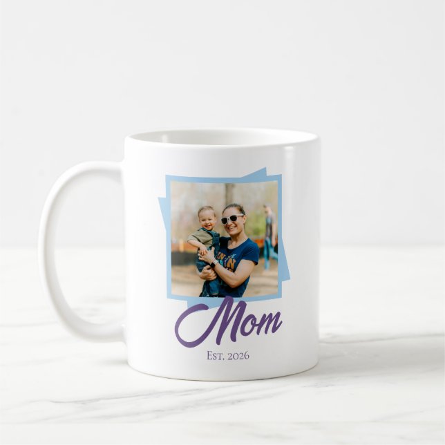 Mum Established Year with Custom Photo Coffee Mug (Left)