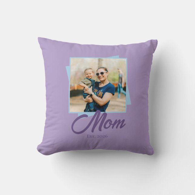 Mum Established Year with Photo Cushion (Front)