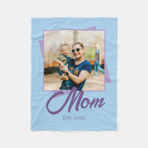 Mum Established Year with Photo Fleece Blanket