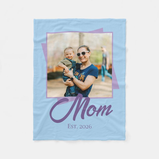 Mum Established Year with Photo Fleece Blanket (Front)