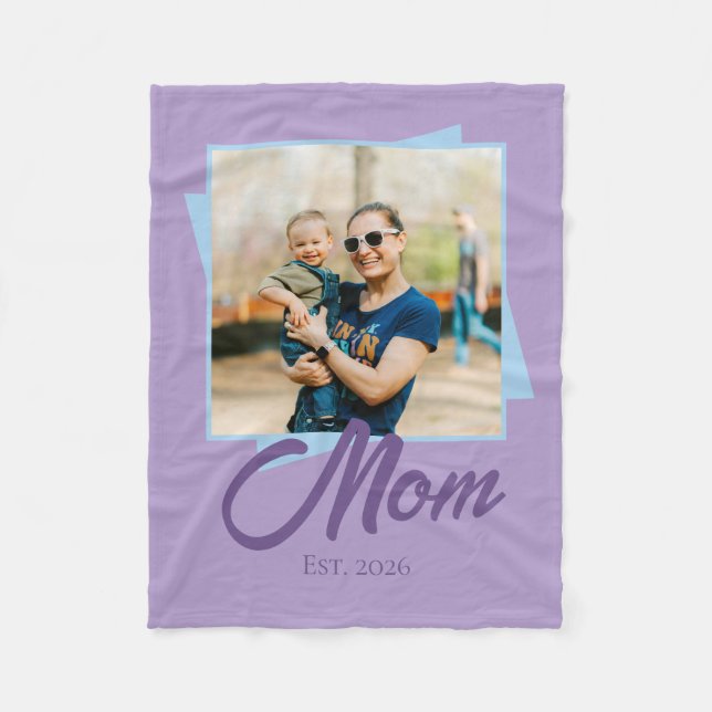 Mum Established Year with Photo Fleece Blanket (Front)