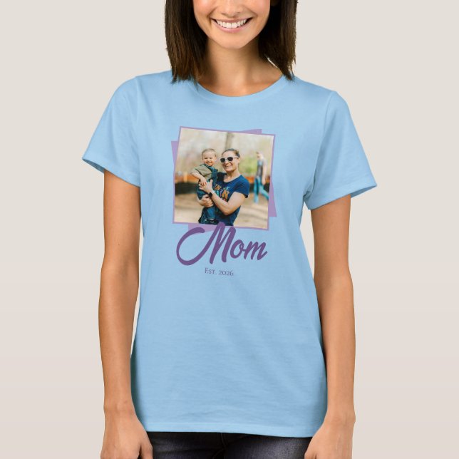 Mum Established Year with Photo T-Shirt (Front)