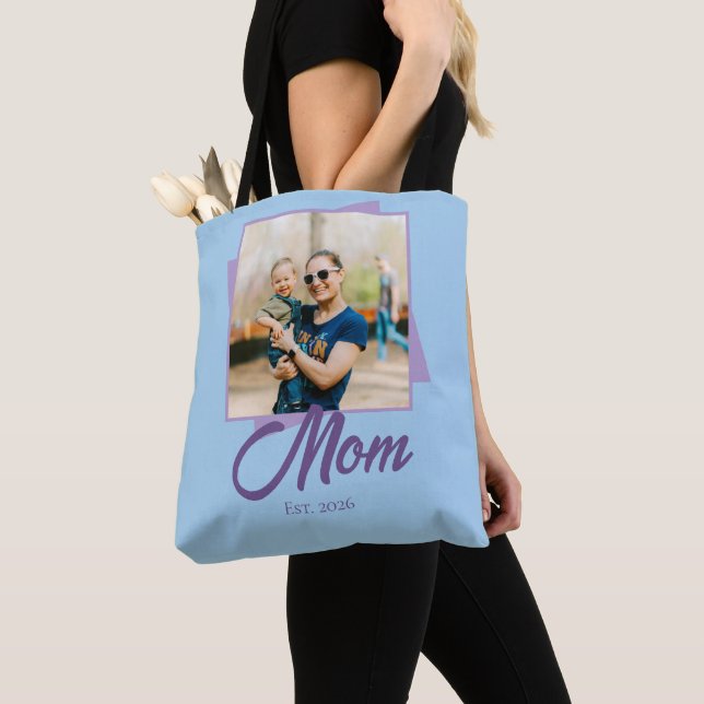 Mum Established Year with Photo Tote Bag (Close Up)