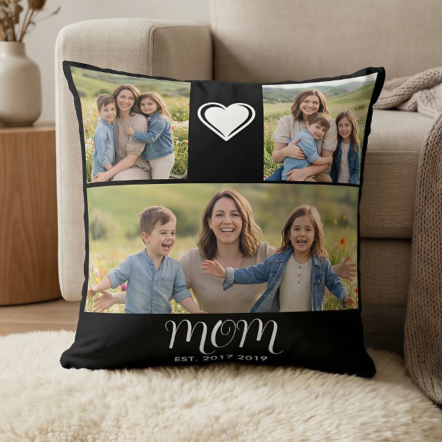 Mum EstablishedScript Black 3 Photo Cushion (Creator Uploaded)
