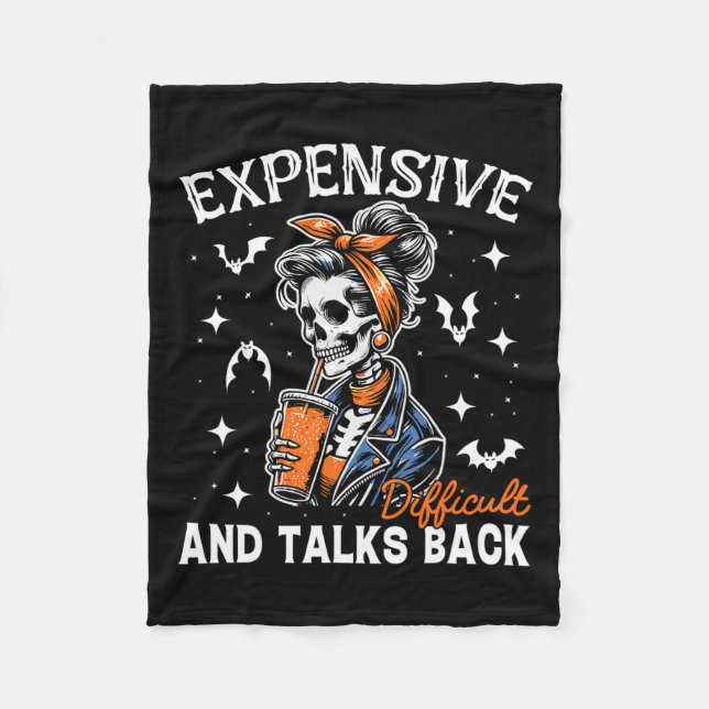 Mum Expensive Difficult &amp; Talks Back Halloween Fleece Blanket (Front)