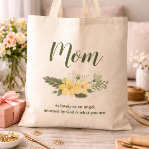 Mum Faith Quote As Lovely as an Angel Tote Bag