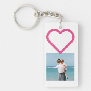 Mum Family Photo Collage Pink Heart Keychain