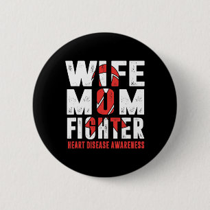 Mum Fighter Heart Disease Awareness 6 Cm Round Badge