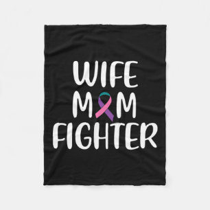 Mum Fighter Thyroid Cancer Awareness Fleece Blanket
