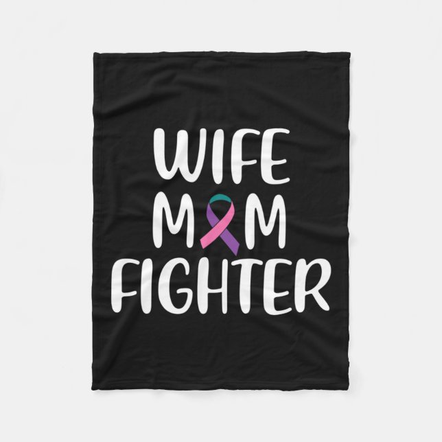 Mum Fighter Thyroid Cancer Awareness  Fleece Blanket (Front)