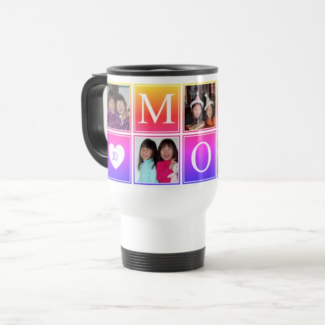 Mum Five Photo Custom Ombre Collage  Travel Mug (Front Left)