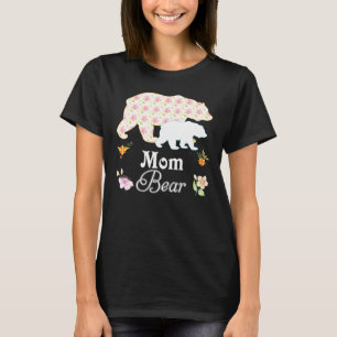 Mum Floral Flower Bear Cute Family Mummy Grandma M T-Shirt
