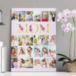 Mum Floral Gold Letters 24 Vertical Photo Collage Canvas Print<br><div class="desc">Gorgeous photo gift for your mum. The design features floral letters for "mum" which is printed in gold and decorated with purple lily flowers. The photo template is set up for you to add 24 of your favourite photos, all of which are displayed in vertical portrait format. This grid style...</div>