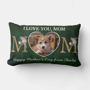 Mum floral heart custom photo from the dog lumbar cushion