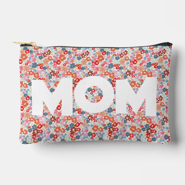 Mum Floral Pattern Accessory Pouch (Front)