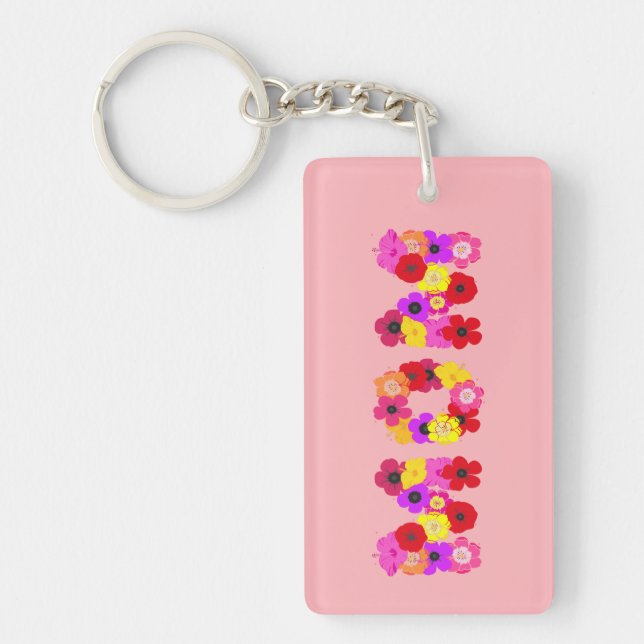 Mum Floral Typography Key Ring (Front)