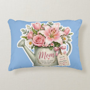 Mum Flower Watering Can Decorative Cushion