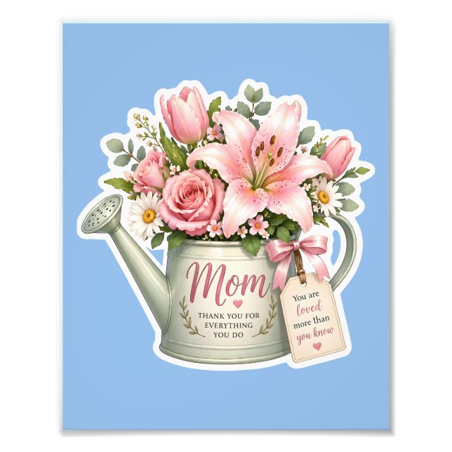 Mum Flower Watering Can Photo Print (Front)