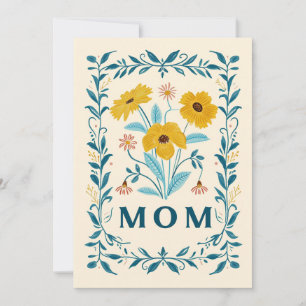 Mum Flowers Card, Happy Mothers Day 2024 Holiday Card