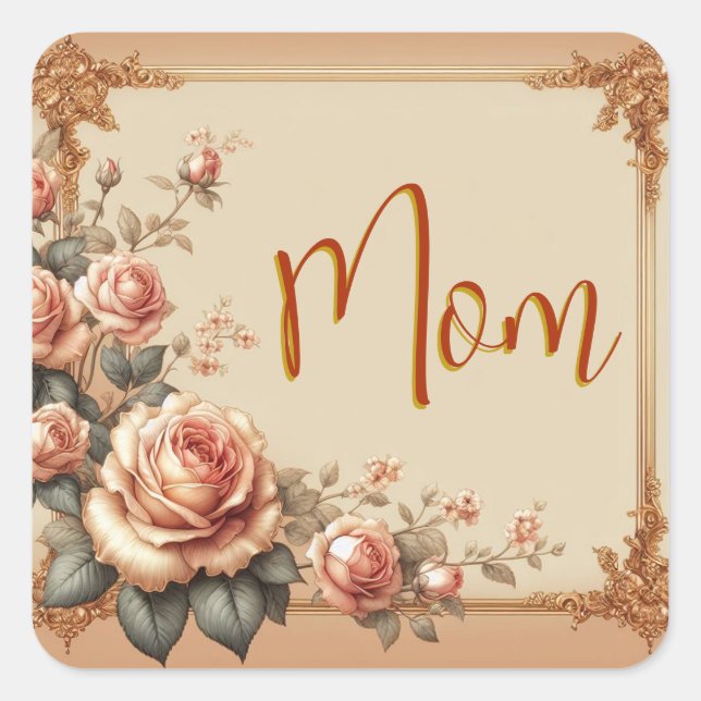 mum flowers square sticker (Front)