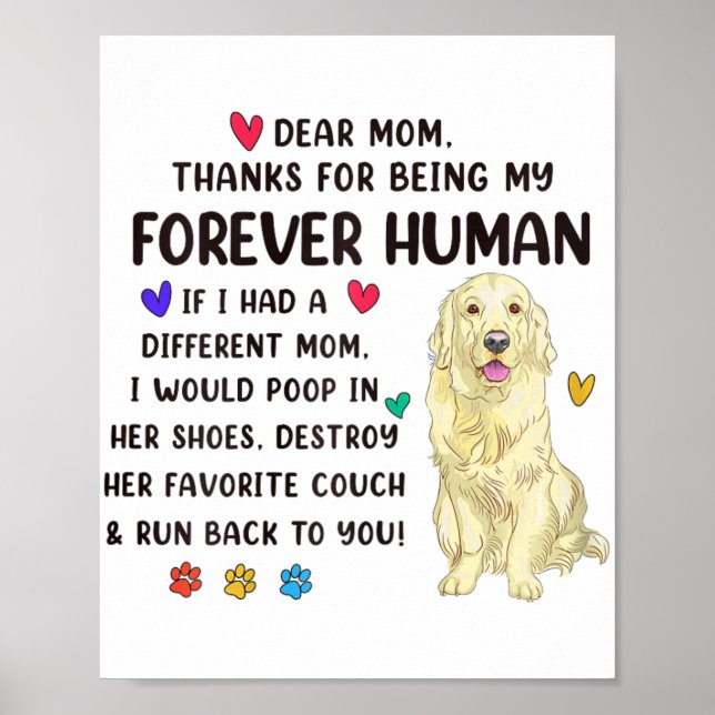 Mum Forever Human Cream Golden Retriever Mothers D Poster (Front)