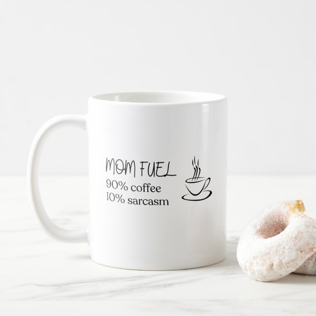 Mum Fuel Coffee Silhouette Quote Mug (With Donut)