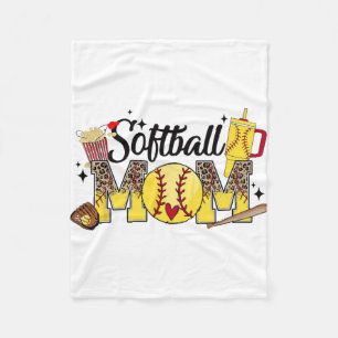 Mum Game Day Vibes Mothers Day Women Softball Mama Fleece Blanket