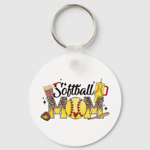 Mum Game Day Vibes Mothers Day Women Softball Mama Key Ring