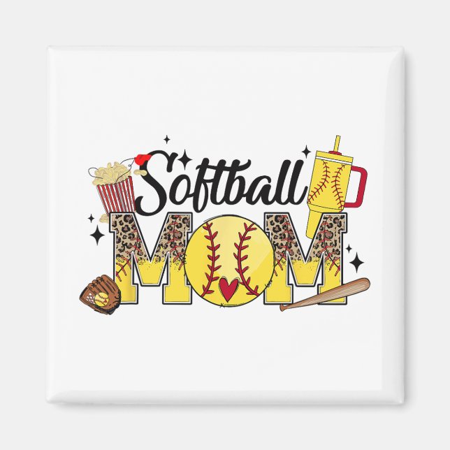 Mum Game Day Vibes Mothers Day Women Softball Mama Magnet (Front)