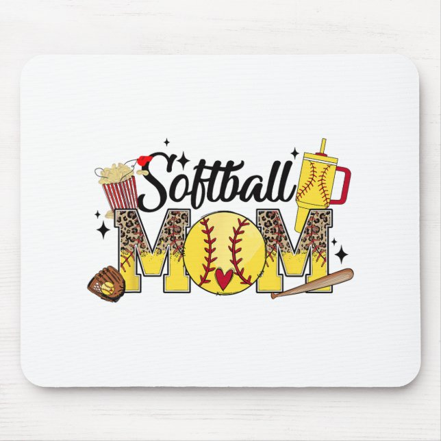 Mum Game Day Vibes Mothers Day Women Softball Mama Mouse Pad (Front)