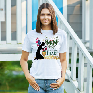 Mum – Garden of My Heart Floral Angel Design T-Shirt