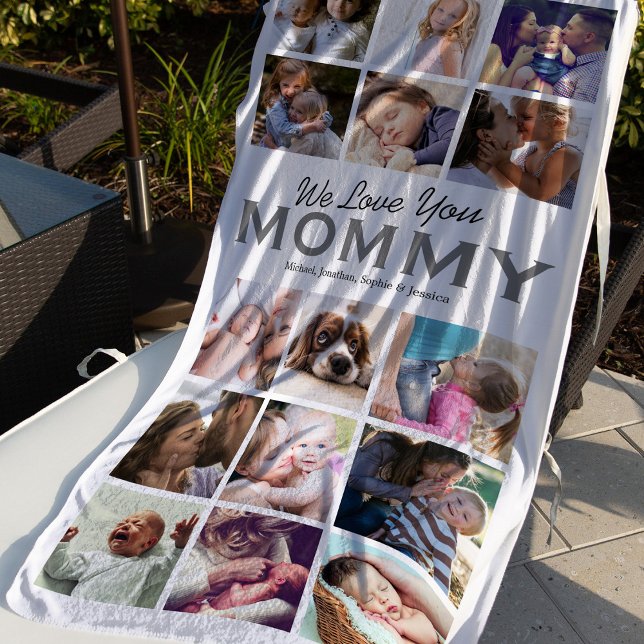 Mum Gift 15 Photo Collage Beach Towel (Creator Uploaded)