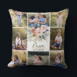 mum gift 8 photo pink girly beautiful floral cushion<br><div class="desc">mum gift 8 photo simple modern script typography pillow gift plum purple girly design.</div>