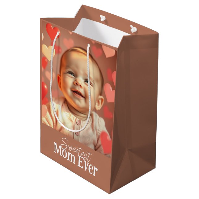 Mum Gift Add Photo and Text Medium Gift Bag (Back Angled)