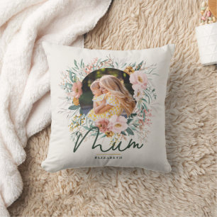 Mum gift photo watercolour floral mothers day cushion