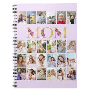 Mum Gold Floral Letters 24 Vertical Photo Collage Notebook