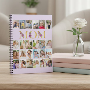 Mum Gold Floral Letters 24 Vertical Photo Collage Notebook