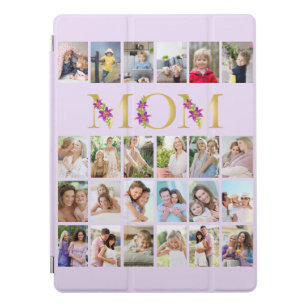 Mum Gold Flower Letters 24 Vertical Photo Collage iPad Pro Cover