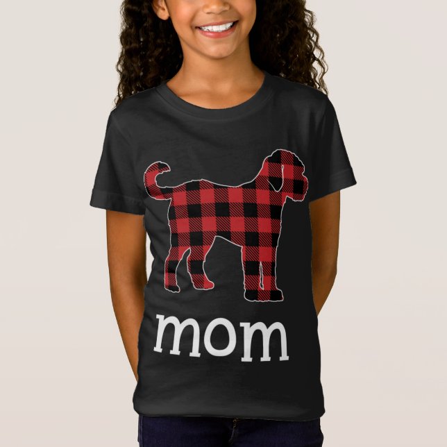 Mum Goldendoodle Red Plaid Christmas Matching Fami T-Shirt (Front)