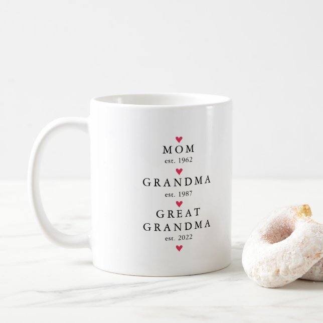 Mum | Grandma | Great Grandma Year Est.  Coffee Mug (With Donut)
