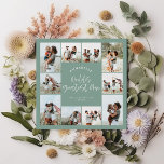 Mum green elegant modern minimal photo collage invitation<br><div class="desc">Worlds greatest Mum script elegant modern minimal sage green personalised photo collage simple clean lines mothers day card.</div>