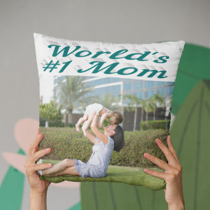 Mum green photo cushion