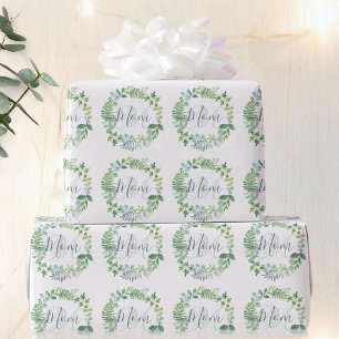 Mum Greenery Foliage Wreath Mother's Day Wrapping Paper