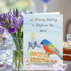 Mum Happy February Birthday Painted Bunting Card