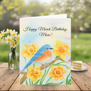 Mum Happy March Birthday Blue Bird Card