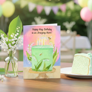 Mum Happy May Birthday Lily of Valley Card