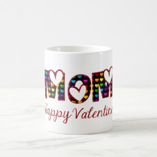 Mum Happy Valentine Cute Hearts Typography Coffee Mug