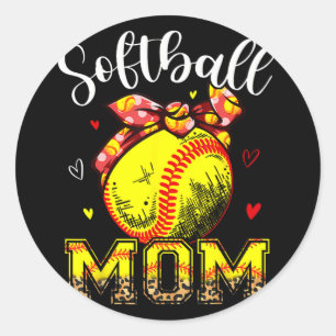 Mum Headband Leopard Softball Ball Mothers Day Mam Classic Round Sticker