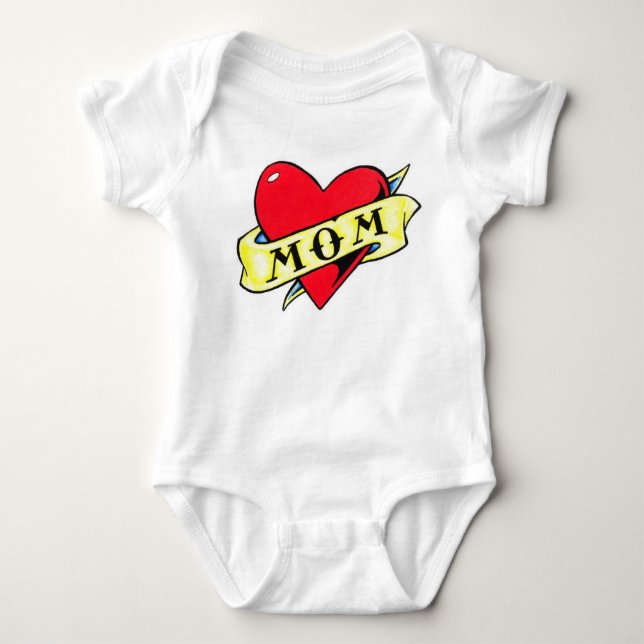 Mum Heart Tattoo Baby Bodysuit (Front)
